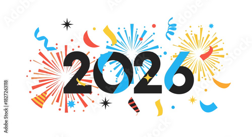 A colorful vector design illustration of a happy spring butterfly and flower decoration element with rainbow confetti perfect for a summer holiday party card