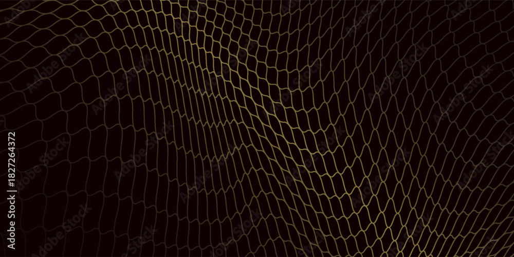 Naklejka premium Gold mathematical geometric grid line wave under black-white background. Concept 3D CG of sports technology, strategic ideas and intellectual analysis of operations.