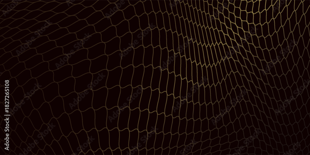 Naklejka premium Gold mathematical geometric grid line wave under black-white background. Concept 3D CG of sports technology, strategic ideas and intellectual analysis of operations.