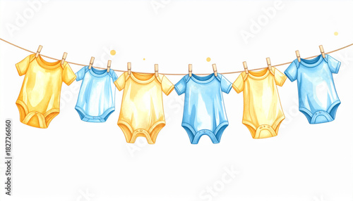 Delicate Colored Pencil Baby Clothes Doodles for Shower Invitation