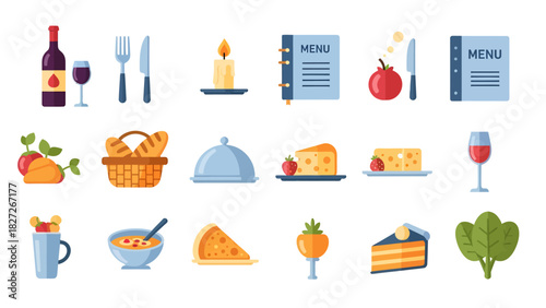 Culinary Collection An Array of Delicious Food and Beverage Vector Icons