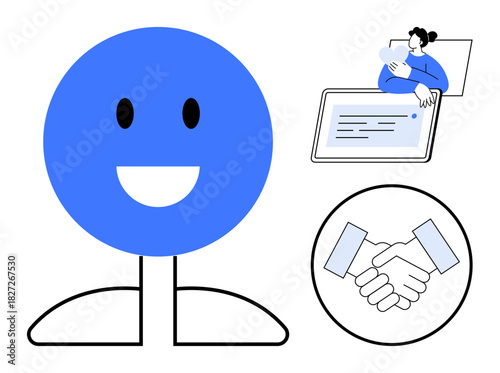 Business collaboration. Business handshake, communication, and digital interaction teamwork and cooperation. Business collaboration for partnerships, efficiency, innovation, and digital projects