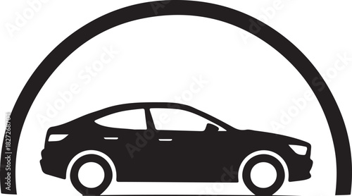 Car Under Archway Icon illustration