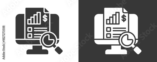 Financial Report Icon Set Vector Collection Isolated In Black And White