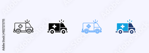 Emergency Service Icon Set Multiple Style Collection Element For Design
