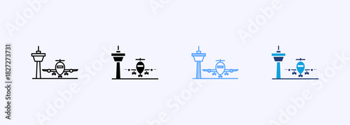 Airport Icon Set Multiple Style Collection Element For Design