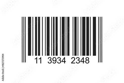 Barcode Illustration with Black Vertical Lines and Numeric Code on White Background, Modern Clean Vector Design for Identification, Tracking, Scanning, and Product Label Concepts