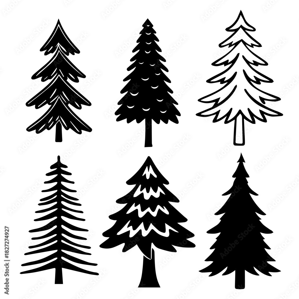 Obraz premium set of vector christmas trees