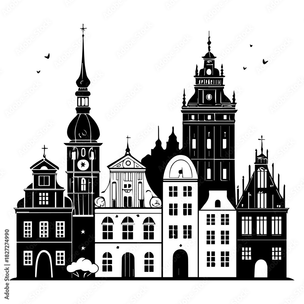 Fototapeta premium vector illustration of old town
