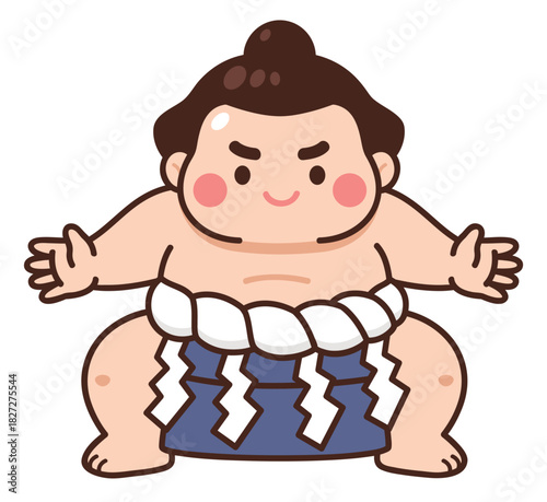 Cute Sumo Wrestler Cartoon Illustration
