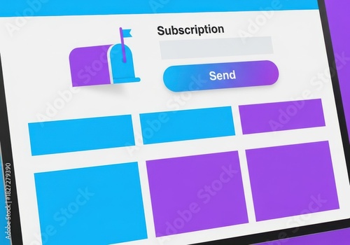 Digital subscription form with mailbox icon and send button on a bright screen