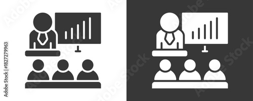 Presentation Icon Set Vector Collection Isolated In Black And White