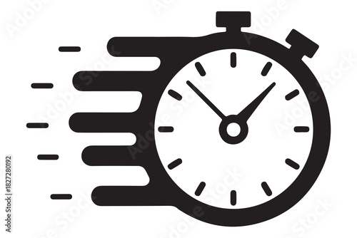 Fast moving stopwatch silhouette indicating speed and time passing quickly