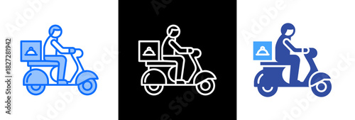 Order delivery. Scooter, Fast Delivery. Menu, Online.