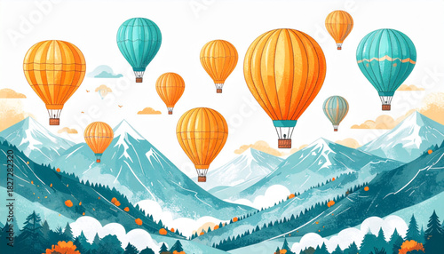 Cheerful Marker Hot Air Balloon Doodles for Children’s Fair Poster