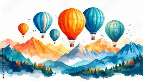 Cheerful Marker Hot Air Balloon Doodles for Children’s Fair Poster