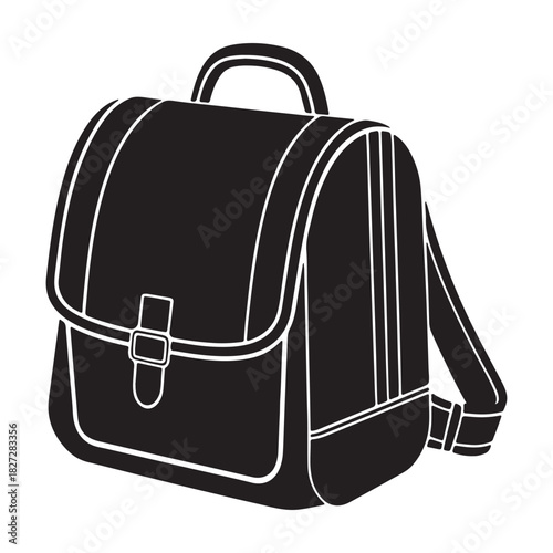 School bag silhouette black vector icon