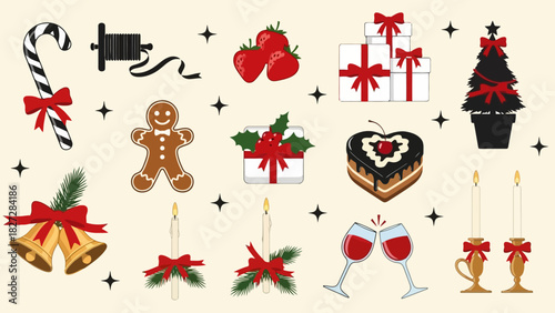 Festive Holiday Collection Christmas Icons Gifts Treats and Celebrations