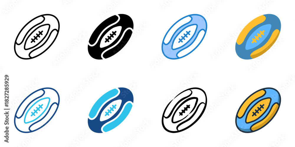 Fototapeta premium Rugby Ball icon set multiple style vector collection 