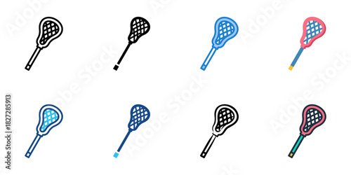 Lacrosse Stick icon set multiple style vector collection 
