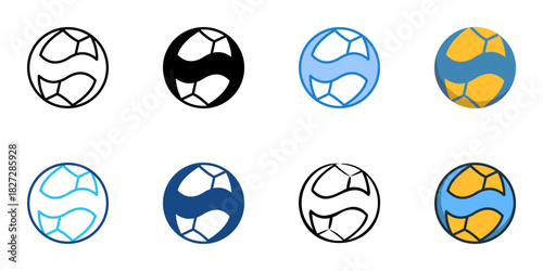 Volleyball icon set multiple style vector collection 
