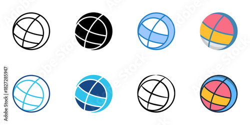 Beach Volleyball icon set multiple style vector collection 
