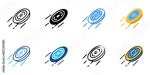 Frisbee icon set multiple style vector collection 
