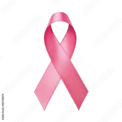 Pink ribbon symbol for breast cancer awareness isolated on white background