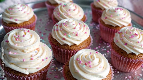 Beautifully decorated cupcakes Close up Cupcakes Desserts