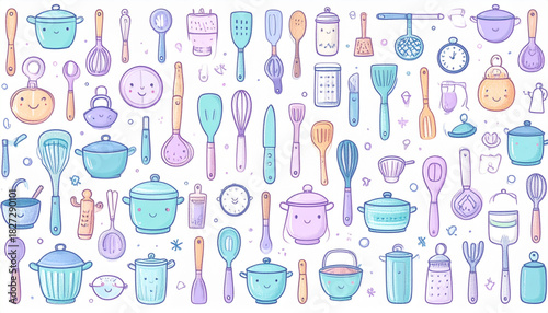 Quirky Crayon Kitchen Utensil Doodles for Cooking Class Flyer