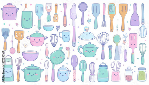 Quirky Crayon Kitchen Utensil Doodles for Cooking Class Flyer
