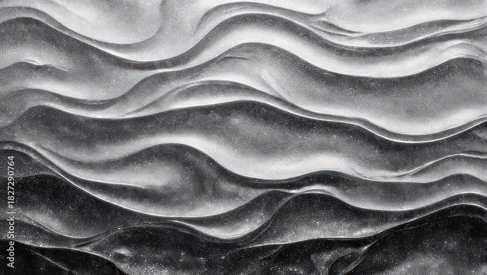 Fototapeta premium A close-up, monochromatic image showing fluid, undulating wave-like textures
