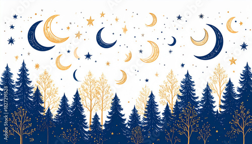 Minimal Pencil Star & Moon Doodles for Meditation App Homepage