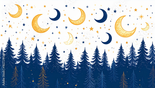 Minimal Pencil Star & Moon Doodles for Meditation App Homepage