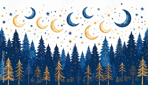 Minimal Pencil Star & Moon Doodles for Meditation App Homepage