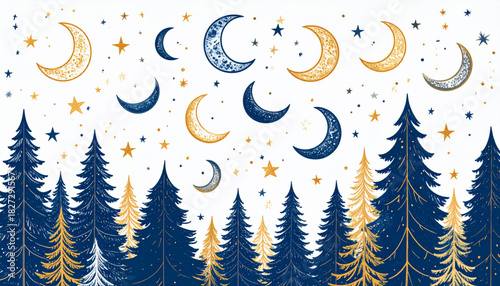 Minimal Pencil Star & Moon Doodles for Meditation App Homepage