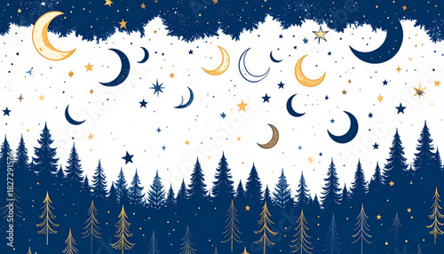 Minimal Pencil Star & Moon Doodles for Meditation App Homepage