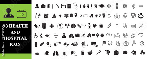 
Premium Health and Hospital Icon Set. Modern Medical and Healthcare Vector Symbols.