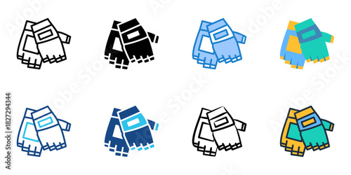 MMA Gloves icon set multiple style vector collection 

