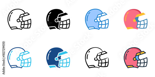 Football Helmet icon set multiple style vector collection 
