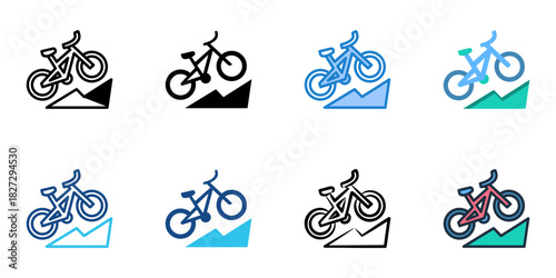 Mountain Bike icon set multiple style vector collection 