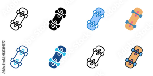 Skateboard icon set multiple style vector collection 
