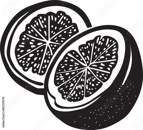 Passion Fruit slices or portion icon clean simple