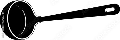 Classic Black Ladle Kitchen Utensil A Simple Vector Illustration of a Cooking Spoon
