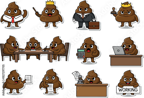 Whimsical Poop Character Stickers A Funny Business Take