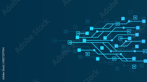 Abstract background with technology circuit board texture. Artificial intelligence electronic board. Communication and engineering concept. Vector illustration
