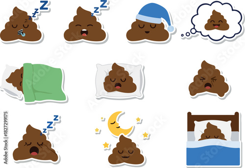 Sleepy Poop Emoji Collection Dreamy Icons for Digital Fun