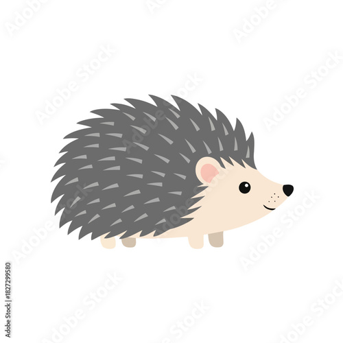 Cute cartoon hedgehog illustration, adorable small mammal with quills, simple vector drawing for children