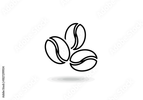 Simple black outline icon of three coffee beans clustered together