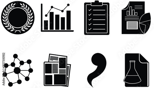 Diverse vector icons for business, data, science, education, and communication